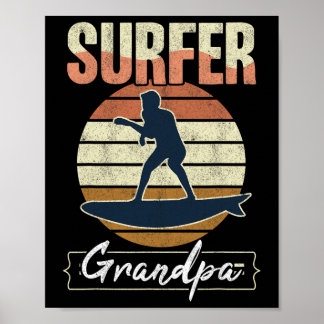 Poster Papy surfeur surf rétro surfant grand-père vint