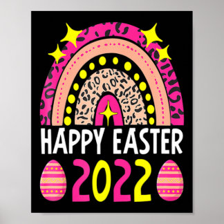 Poster Pâques 2022 arc-en-ciel mignon joyeuses Pâques 202