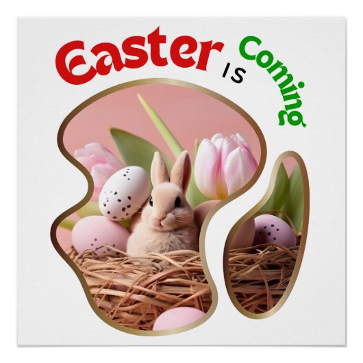 Poster Pâques arrive - les mignons petits (Devant)