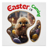 Poster Pâques arrive - Oeufs mignons (Devant)
