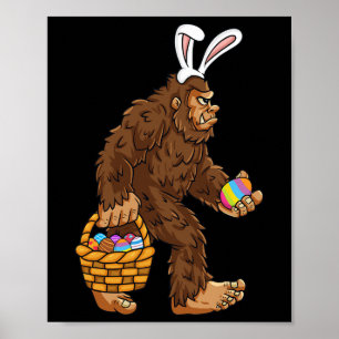 Poster Pâques Bigfoot Avec Panier Oeufs Fun Boys Enfants