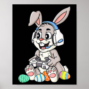 Poster Pâques Bunny Gamer Amusants OEufs Jeu Jeu Joueur E