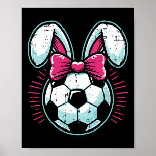 Poster Pâques Football Ll Oreilles de Lapin Nœud Mignons