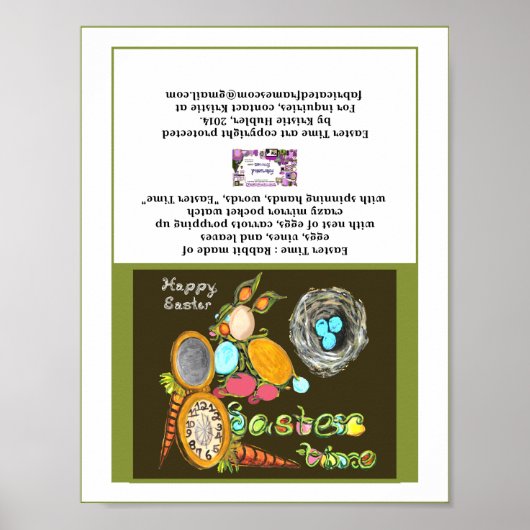Poster Pâques Heure Bunny Oeuf Vine Watch Happy Carte de  (Devant)