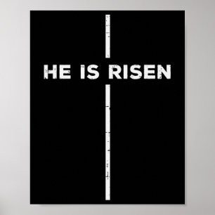 Poster Pâques Il Est Ressuscité Croix Jésus Religieux Hom