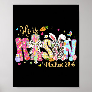 Poster Pâques Il Est Ressuscité Jésus Enfant Fille Fémini