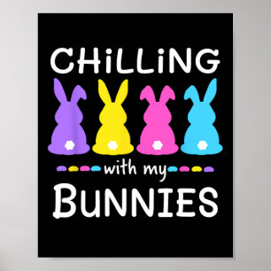Poster Pâques Jour Chilling Avec Mes lapins Chasse Aux Oe