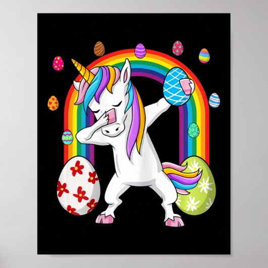 Poster Pâques Jour Dabbing Unicorn Girls Dab (Devant)