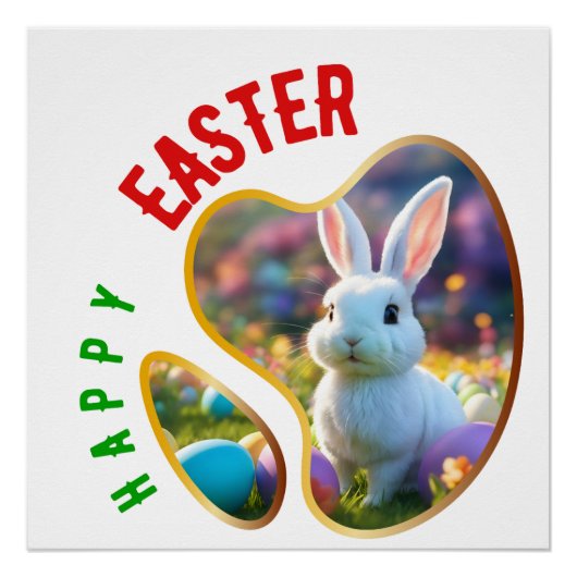 Poster Pâques joyeuses - île de Pâques (Devant)