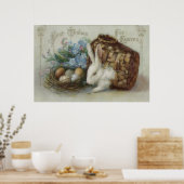 Poster Pâques Lapin Coloré Painté Panier OEuf Oubliez-Moi (Cuisine)