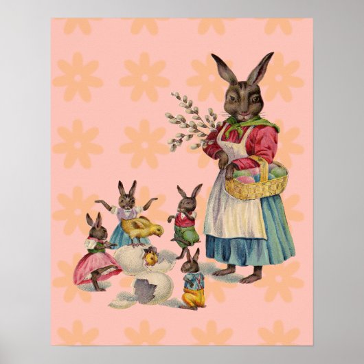 Poster Pâques Lapin Poule Lapin Œufs (Devant)