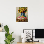 Poster Pâques Panier Œufs Fleurs Antique (Bureau à domicile)