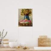 Poster Pâques Panier Œufs Fleurs Antique (Cuisine)