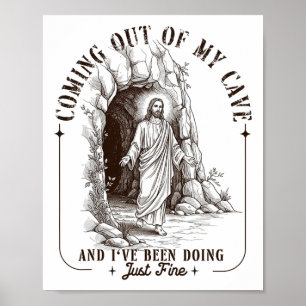 Poster Pâques Sortir De Ma Grotte Jésus Résurrection Homm