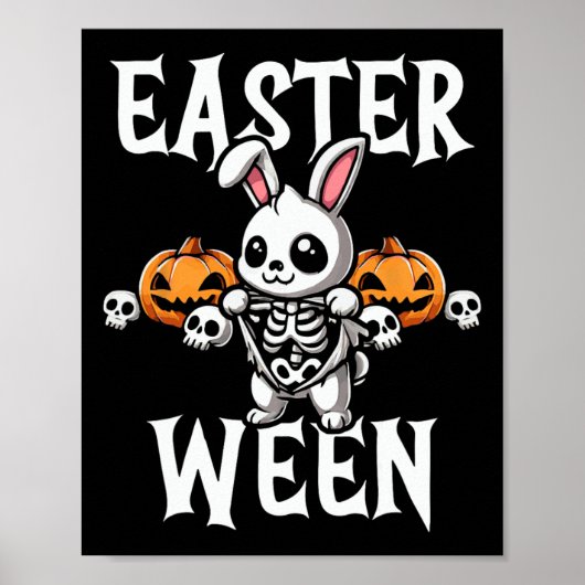 Poster Pâques Ween Skeleton Bunny Halloween Thème (Devant)