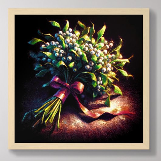 Poster Paquet de dessin Pastel de ruban rouge Mistletoe