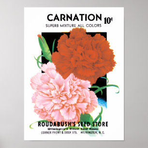 Poster Paquet de semences vintage Art Étiquette, Fleurs o