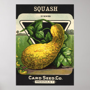 Poster Paquet de semences vintage Étiquette Art Jaune Eté