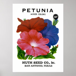 Poster Paquet de semences Vintage Petunia