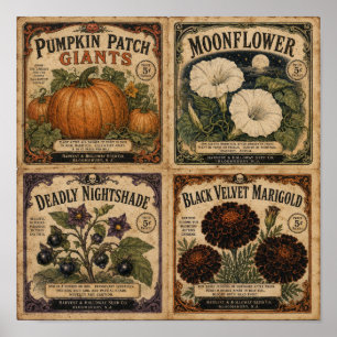 Poster Paquets de graines d'Halloween vintage