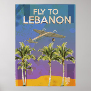 Poster Par avion à l'affiche de Vintage voyage du Liban