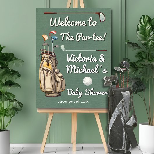 Poster Par-tee Golf Baby shower Panneau de bienvenue