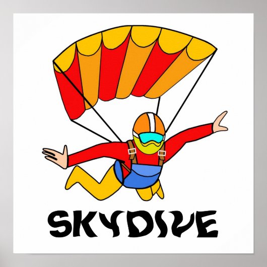 Poster Parachute Skydive Red Yello (Devant)
