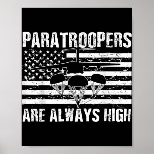 Poster Parachutiste américain Drapeau US Soldat de l'armé