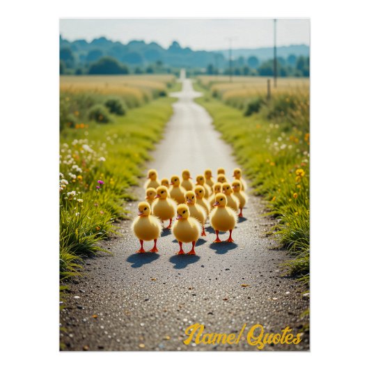 Poster Parade Dorée – Canetons sur un Chemin de Campagne (Devant)