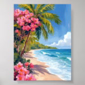 Poster Paradis de Plage Tropicale | Peinture d'Océan (Devant)