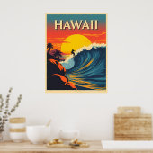 Poster Paradis du Surf : Aventure au coucher du soleil à (Cuisine)