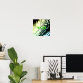 Poster paradis moderne en feuille de palme tropicale text (Bureau à domicile)