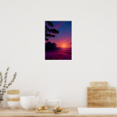 Poster Paradis pourpre, coucher de soleil sur un champ (Cuisine)
