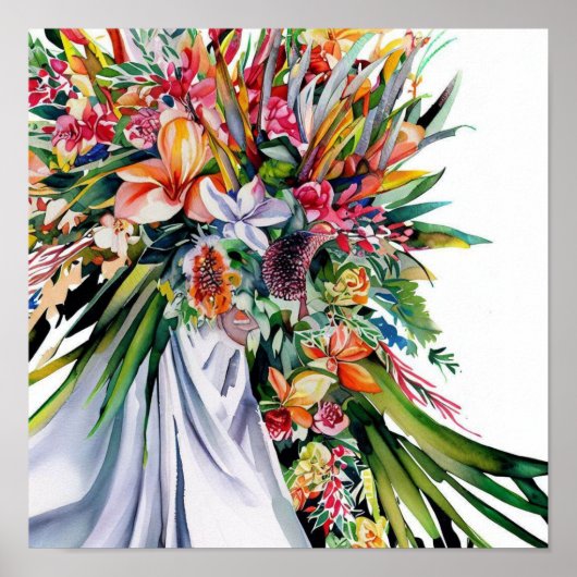 Poster Paradis tropical, Bouquet en cascade nuptiale (2), (Devant)