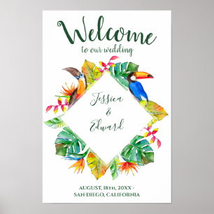 Poster Paradis Tropical Coloré Luau Bienvenue Mariage
