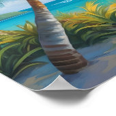 Poster Paradis Tropical Coloré Mer & Palmiers (Coin)
