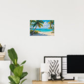 Poster Paradis Tropical Coloré Mer & Palmiers (Bureau à domicile)