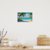 Poster Paradis Tropical Coloré Mer & Palmiers (Cuisine)