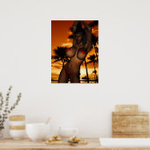 Poster Paradis tropical Sunset Bikini Girl (Cuisine)