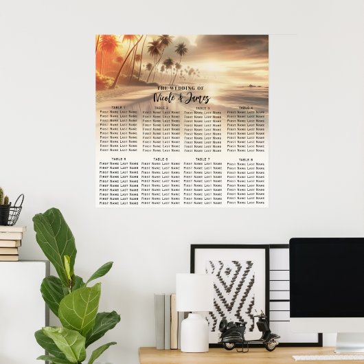 Poster Paradise Beach Sunset Coastal Mariage Siège (Bureau à domicile)