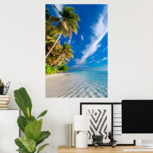 Poster Paradise Shoreline : Palmiers tropicaux et cristal