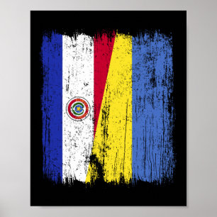 Poster Paraguay Ukraine Demi-drapeau Paraguayen Ukrainien