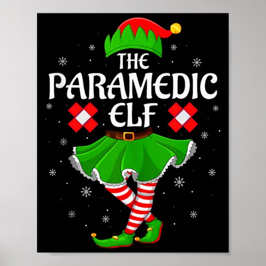 Poster Paramedic Elf Christmas Family Girls Women Elf Squ (Devant)