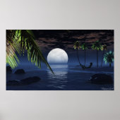 Poster Paramètres de la lune de nuit en mer Imprimer (Devant)