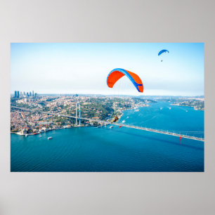 Poster Paramotors Pilots Flying Over The Bosphorus