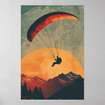 Parapente vintage au coucher du soleil sur l'affic