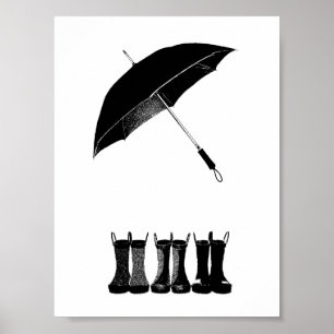Poster Parapluie & Bottes