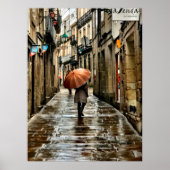 Poster Parapluie dans les rues de Saint Jacques de Compos (Devant)