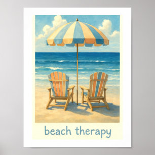 Poster Parapluie de plage en aquarelle Chaise Adirondack