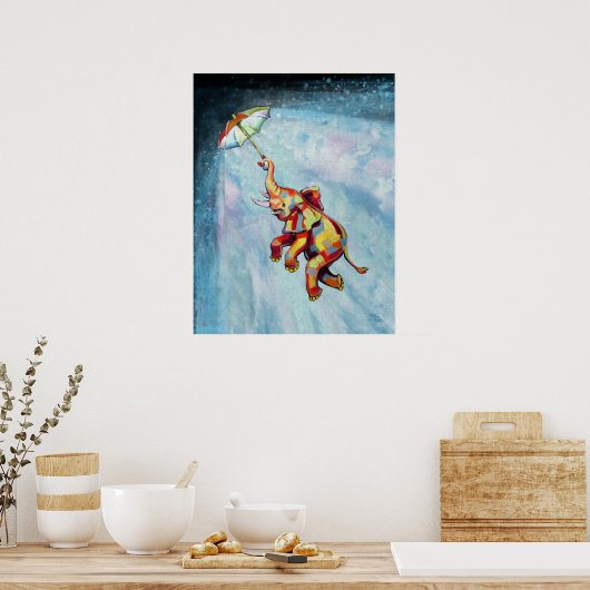 Poster Parapluie éléphant (conception mise à jour) (Cuisine)